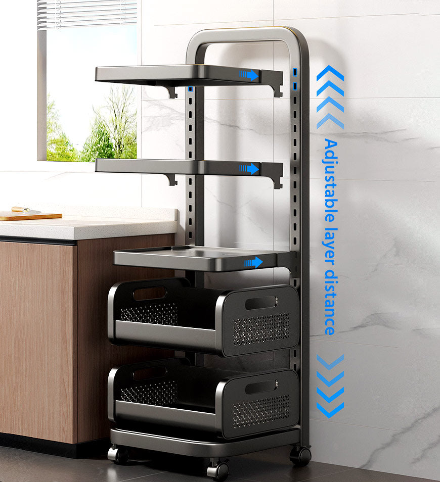 מבצע יום אחרון 79% הנחה🔥עגלת אחסון ירקות סיר פירות מתכווננת עם גלגלים