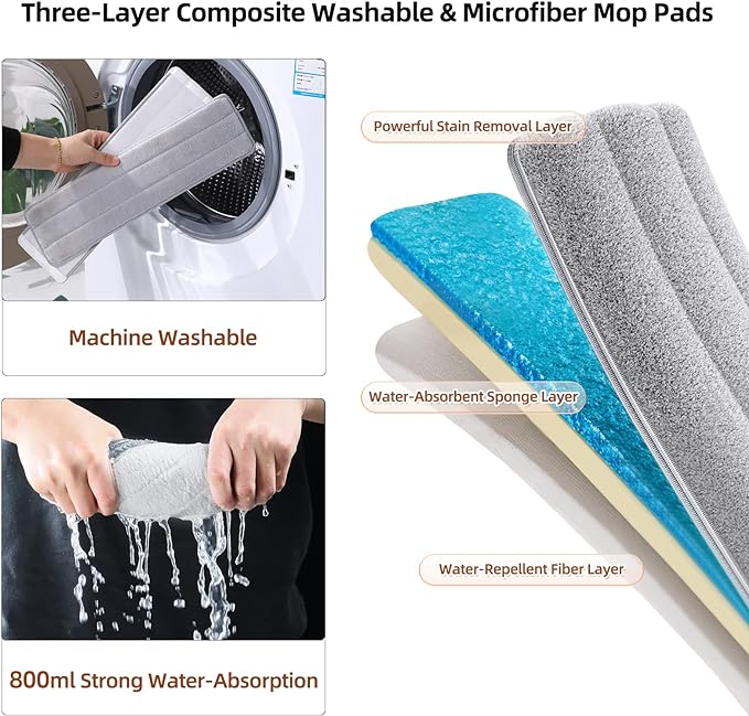 מבצע יום אחרון 55% הנחה🔥2 יחידות סט גדול משודרג של מגב ודלי רצפה שטוחה