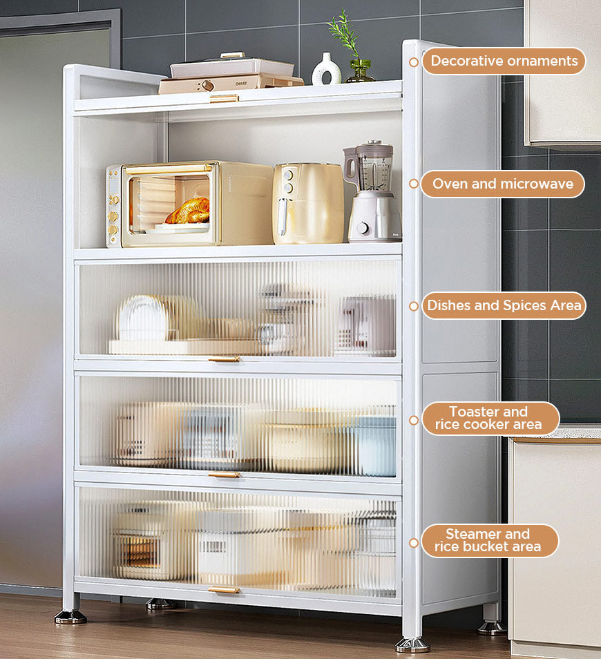 מבצע יום אחרון 82% הנחה🔥ארונות ארגונית אחסון מתכת יציבים 5 קומות עם דלתות שקופות