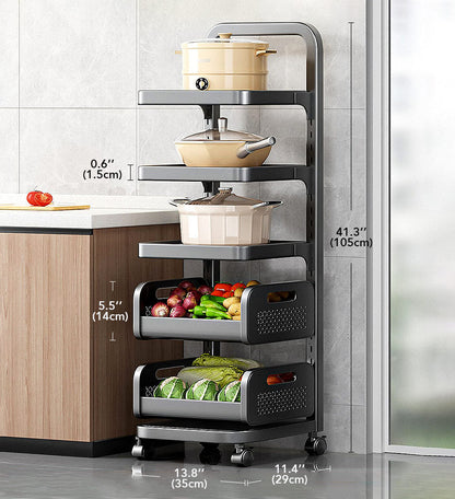 מבצע יום אחרון 79% הנחה🔥עגלת אחסון ירקות סיר פירות מתכווננת עם גלגלים