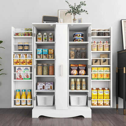 🔥 מבצע השקה לזמן מוגבל🔥מבצע חם🌟ארון אחסון למזווה 📦 | עם מגירה ומדפים מתכווננים 🔧 | מארגן מטבח לבן 🧺